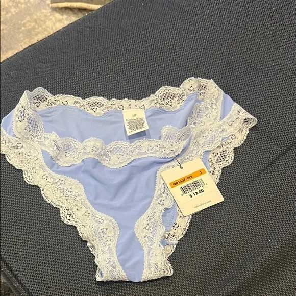 Calvin Klein Sky Blue Panties with Ivory Lace - Picture 4 of 4